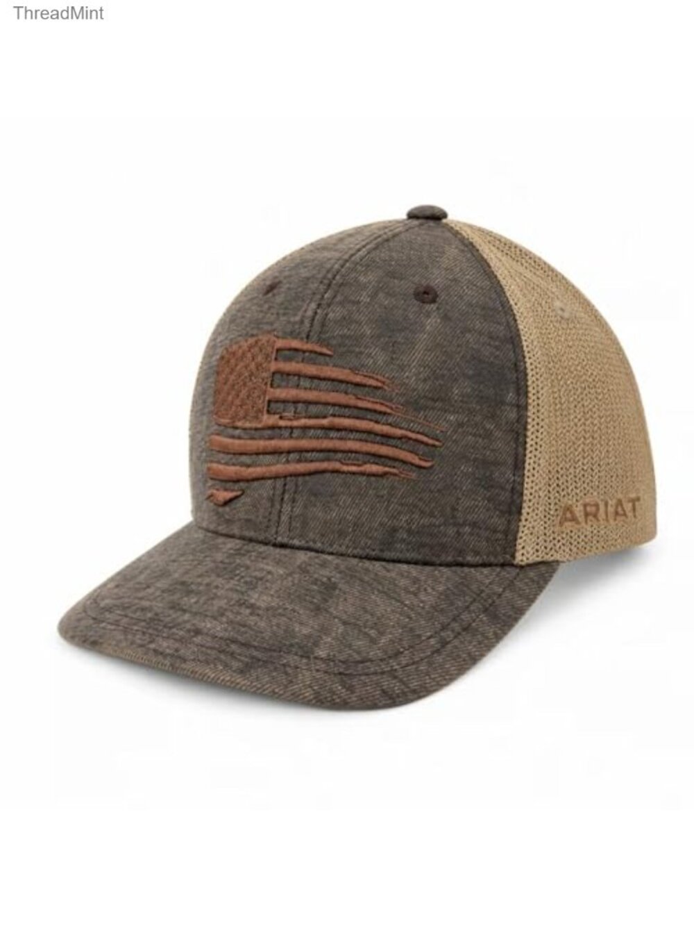 ARIAT Flex Fit 110 Snapback Baseball Cap Distressed USA Flag Mesh